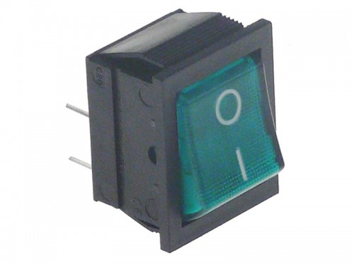 2 poles rocker switch 28 x 22mm green 