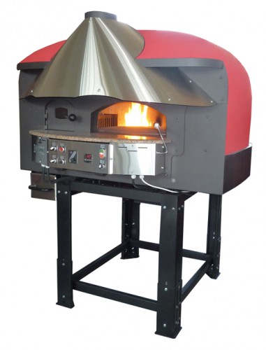 Mixed rotating gas-wood-burning pizza oven Red Silicone