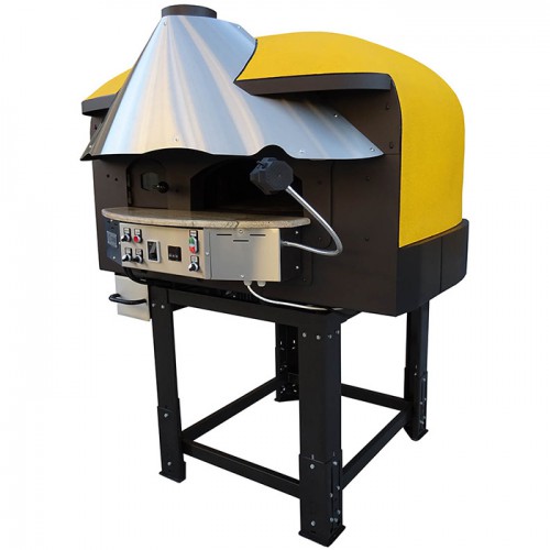 Mixed rotating gas-wood-burning pizza oven Yellow Silicone